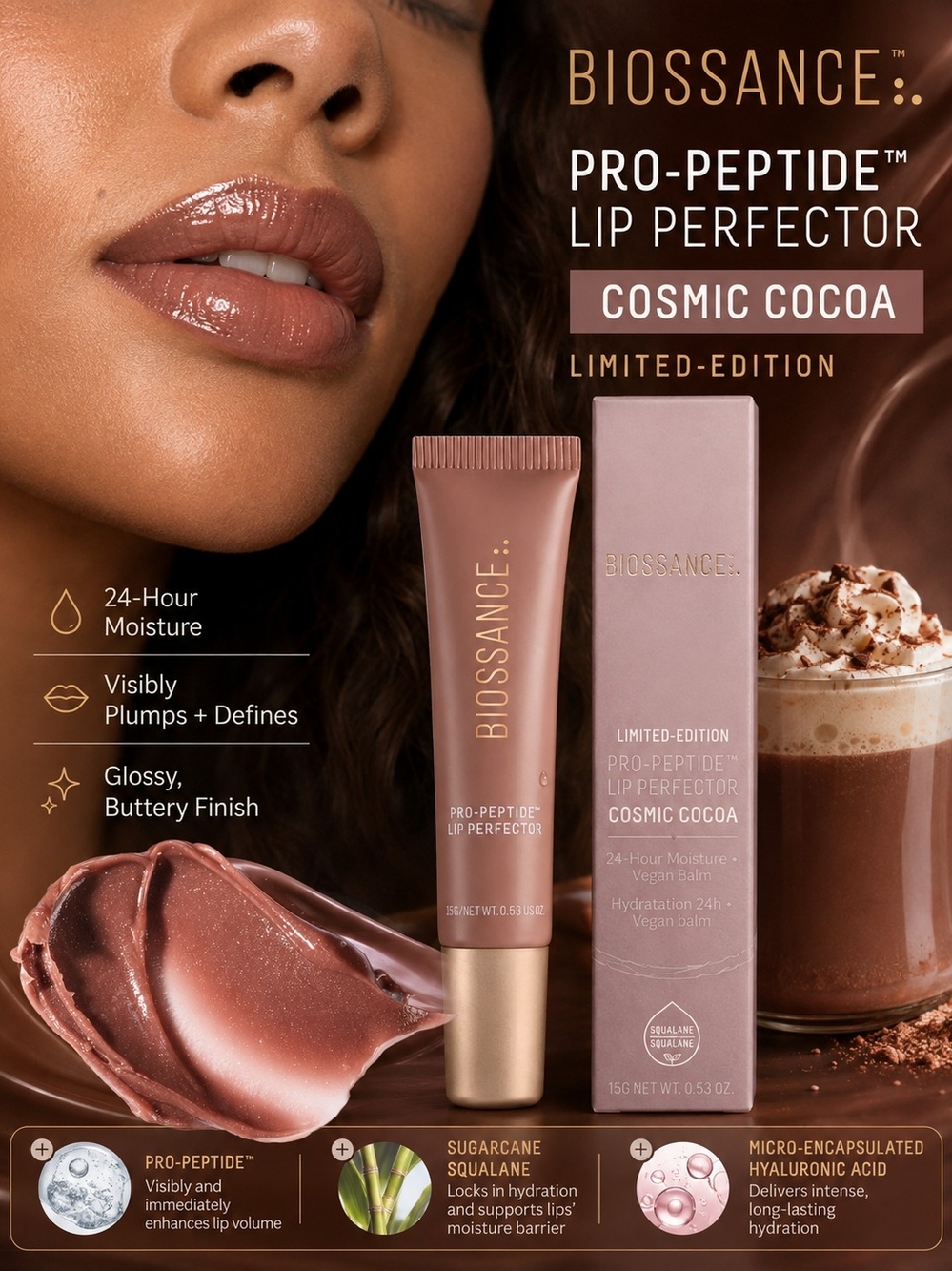 Biossance Pro-Peptide Lip Perfector - Cosmic Cocoa (Limited-Edition)
